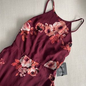 NWT Lulu’s floor length long strappy back floral dress